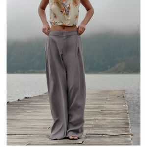 Zara Women's Charcoal Wide-Leg Pants